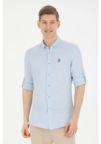 Resim U.s. Polo Assn. Erkek Açık Mavi Gömlek Desenli 50283423-vr003 Mavi 