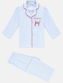 Resim Pijamare Mini Unisex Çocuk Pijama Takım / Kırmızı biyeli - S 