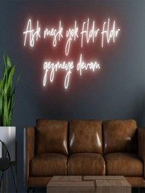 Resim Aşk Meşk Yok Fıldır Fıldır Gezmeye Devam Yazılı Neon Tabela Kırmızı 