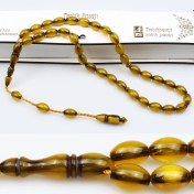 Resim Tesbih Pasajı Eskitme Model Beyzi Kesim Sıkma Kehribar Tesbih (9 x 13 Mm) 