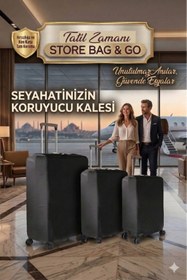 Resim Bag & Go Store Valiz Koruyucu Kılıf Esnek Likralı Bavul Kılıfı Çizilmelere Karşı Koruma 