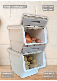 Resim 2'li Tekerlekli Patateslik Soğanlık Bpa Free Erzak Kutusu Sebzelik Oyuncaklık Beyaz Krem 24 Lt Krem-beyaz 