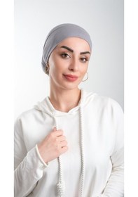Resim Hürrem Bone Gri Pratik Hazır Geçmeli Tesettür Bone Viskon Kumaş Sade 3003_15 Gri 