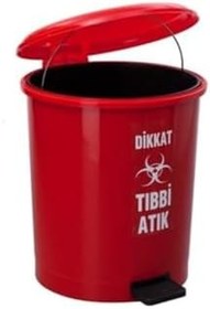 Resim Tıbbi Atık Kutusu Plastik Pedallı İç Kovalı 40 LT Kırmızı 