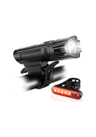 Resim T6 Led 300 Lümen 4 Modlu Su Geçirmez Usb Şarjlı Ön Arka Bisiklet Farı Işığı 1300 Mah Siyah 