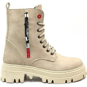 Resim Mehtap Süs Fermuar Detaylı Kaymaz Taban Kadın Postal Bot Bej 