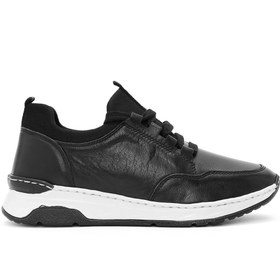 Resim Derimod Kadın Siyah Bağcıklı Deri Sneaker 25AFD500718 