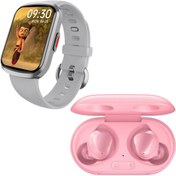 Resim Samsung Uyumlu Galaxy Buds+ Pembe Bluetooth Kulaklık HW13 Smartwatch | MADEPAZAR MADEPAZAR