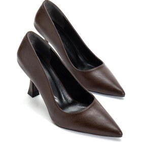 Resim Suins Cateline Model Kadın Topuklu Metalik Özel Renk Stiletto Ayakkabı Kahve 