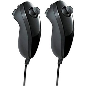 Resim Siyah -2 Adet-sol Sağ El Nunchuck Wii El Kavisli Oyun Kolu Denetleyicisi Nintendo Wii Oyun Denetleyicisi Nunchuck Wii Gamepad İçin 