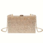 Resim Mini Şık Akrilik Yemek Çantası, Klasik Banket Çantası, Kadınların Düğün Partisi Prom için Resmi Crossbody Çantası ve Cüzdanı 