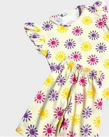 Resim Aliş Kids Kız Çocuk Pamuklu Sarı Güneş Desenli Kolları Fırfırlı Şortlu Yazlık Pijama Takımı 