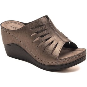 Resim Carlaverde Yüksek Taban Ortopedik Kadın Terlik Topuk Yüksekliği 8 Cm 170677 Krom 