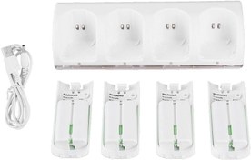 Resim MXGZ Şarj İstasyonu, Wii Easy için Şarj Cihazı, Denetleyici Şarjı için 4 Adet 2800mAh Şarj Edilebilir Pil Paketleri ile(2800mAh pil) 