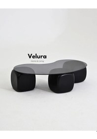 Resim Modern Orta Sehpa & Top Sehpa Cam Sehpa & Küre Orta Sehpa - Siyah Zar - Fasulye - Füme Cam Siyah 