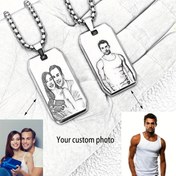 Resim Özel Kazınmış Erkek Kare Pendentif Kolye, Kişiselleştirilmiş Kazınmış Resim/Logo/Desen Mücevher, Üniseks Moda Aksesuarı, Günlük Giyim, Doğum Günü Hediyesi, Ağustos Doğum Taşı, Paslanmaz Çelik, Manyetik Olmayan, Beyaz 