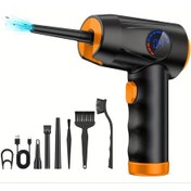Resim Honeybeeshop Turuncu Usb C Sarjli 51000 Rpm Yüksek Hizli Jet Motorlu 4 Hiz Ayarli Lcd Ekran Led Işıklı Elektrikli Klavye Temizleyici Toz Aparati 