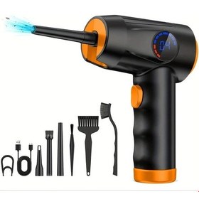 Resim Honeybeeshop Turuncu Usb C Sarjli 51000 Rpm Yüksek Hizli Jet Motorlu 4 Hiz Ayarli Lcd Ekran Led Işıklı Elektrikli Klavye Temizleyici Toz Aparati 