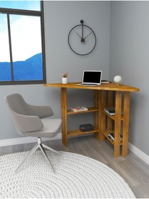 Resim WOODFACE Best Doğal Ahşap Köşe Çalışma Masası 110x80 Cm 