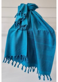 Resim Havlu Peştemal 90x175cm - Yumuşak Ve Yüksek Su Emici - %100 Pamuk Kobalt 