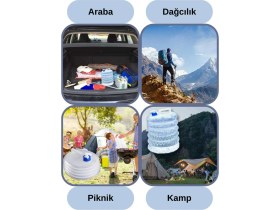 Resim Eynel 2 Adet 10 Lt Katlanabilir Musluklu Su Bidonu, Akordiyon Damacana Çeşmeli Su Torbası Plastik Piknik Kamp 