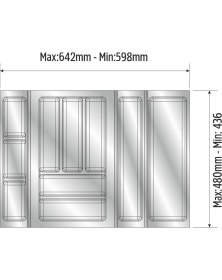 Resim Mutfak Çekmece Içi Düzenleyici, Kaşıklık 64CM x 48CM Yanlar ve Boydan 4cm Kesilebilir, Antrasit 