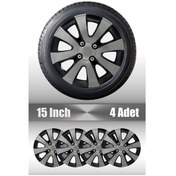 Resim Hyundai İ20 İ30 15" İnç Uyumlu 4 Adet 1 Takım Gri Siyah Jant Kapağı 
