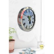 Resim Bahat Krom Çerçeveli Salon Ofis Duvar Saati 36 cm 