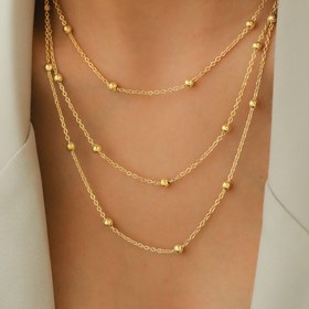 Resim Altın boncuk fringeli şık minimalist tasarıma sahip, 316L paslanmaz çelik, partiler ve banketler için ideal, kadınlar için çok yönlü bir hediye, banket aksesuarı|Minimalist kolye|Dayanıklı Finis 