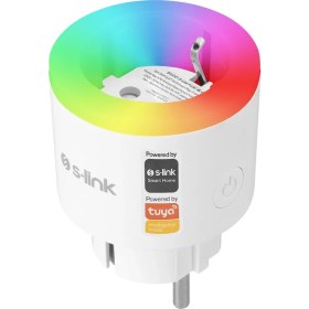 Resim S-Link Sl-03 16A Akım Korumalı Akıllı Priz Rgb Işıklı 2.4 G Wıfı&bt Tuya Destekli 