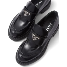 Resim Globalux Prd Women's Brushed Leather Loafers - Kadın Klasik Günlük Loafer Casual Ayakkabı Prada - Deri casual loafer 