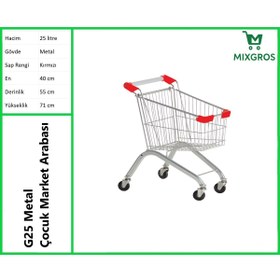 Resim MİXGROS G25 Metal Çocuk Market Alışveriş Arabası 25 Litre 