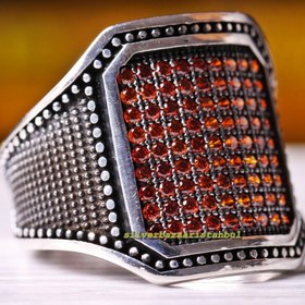 Resim Full Multi Citrine Stone Turkish 925 Sterling Silver Mens Ring - US: 5.25 / 50 mm / Turk: 10 