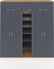 Resim Kronos Dolap 18 Raflı 9 Kapaklı 220x59x243 Çam-antrasit/antrasit Antrasıt/antrasıt 