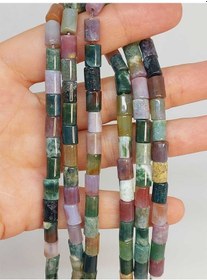 Resim Akik Taşı Silindir Kesim 5.5x7.5mm Dizi 49304 