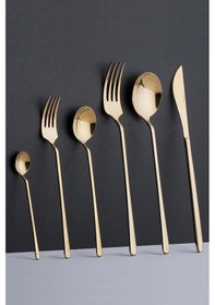 Resim Acar Verona 12 Kişilik 72 Parça Çatal Kaşık Bıçak Takımı - Gold Gold 