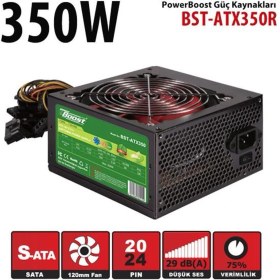 Resim PowerBoost BST-ATX350R 350w, PPFC 12cm Kırmızı Fanlı ATX PSU (Retail Box) 