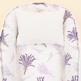 Resim Babynest ve Yastık - Çift Taraflı - Beyaz Petek - Lavanta 