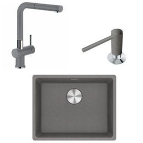 Resim Franke Marıs Mrg 210/110-52 Stone Grey Granit Eviye Actıve Plus Doccıa Armatür Comfort Sıvı Sabunl 