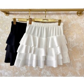 Resim Berna Aydın Bürümcük Katlı Fırfırlı Ve Volanlı Raşel Siyah Etek Siyah 