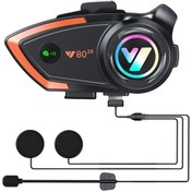 Resim Vothoon Yeni Model Y80-2X Motosiklet İntercom 2 Kişilik Bağlantı RGB Işıklı Bluetooth Kulaklık Seti 