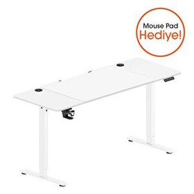 Resim Adore Mobilya Gaming Elevator-X Yükseklik Ayarlı Oyuncu Masası - Beyaz 160x72-117x75 CM 