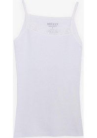 Resim Breeze Kız Çocuk İnce Askılı Atlet Dantelli 3-7 Yaş, Beyaz-beyaz Beyaz 
