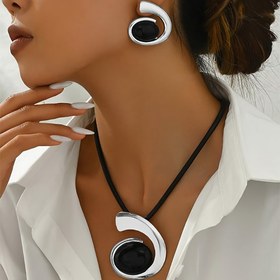 Resim 1 Set Hip Hop Tatil Stili Mücevher, Sentetik Kasım Doğum Taşı, Paslanmaz Çelik Posta, Alaşım ve Reçine, Tüm Mevsim Çok Yönlü Kolye ve Küpe Seti, Günlük ve Parti Etkinlikleri için 