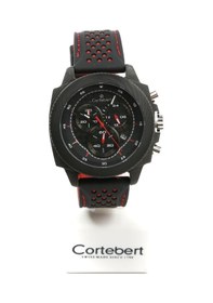 Resim İsviçre Cortebert Karbon Kasa Erkek Kol Saati Siyah 