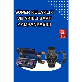 Resim Yeni Nesil Kampanyası Bluetooth Bağlantılı Akıllı Saat ve Kablosuz Kulaklık Dijital Göstergeli 