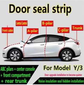 Resim Hightower Tesla Model 3/y Kapı A Sütunu Koruma Toz Kapağı Conta Ve Araç Kenar Şeridi Tam Set 6 Parça 