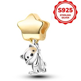Resim Şık 925 Gümüş Yıldız Boncuklu Kedi, 3g Ağırlığında, Orijinal 3mm Bilezikler İçin Uygun, Lüks Zarif Stil, Kadınlar için Yüksek Kaliteli Takı Hediyeleri, Düğün Partisi Aksesuarları 