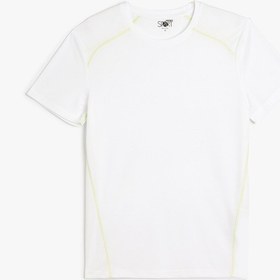 Resim Koton Spor Tişört Kısa Kollu Bisiklet Yaka Dikiş Detaylı Beyaz 5wam10078nk Beyaz 