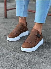 Resim WG Fashion Mp033 Bt Bağcıksız Tokalı 4 Bantlı Ortopedik Yüksek/kalın Taban Erkek Sneaker Taba 